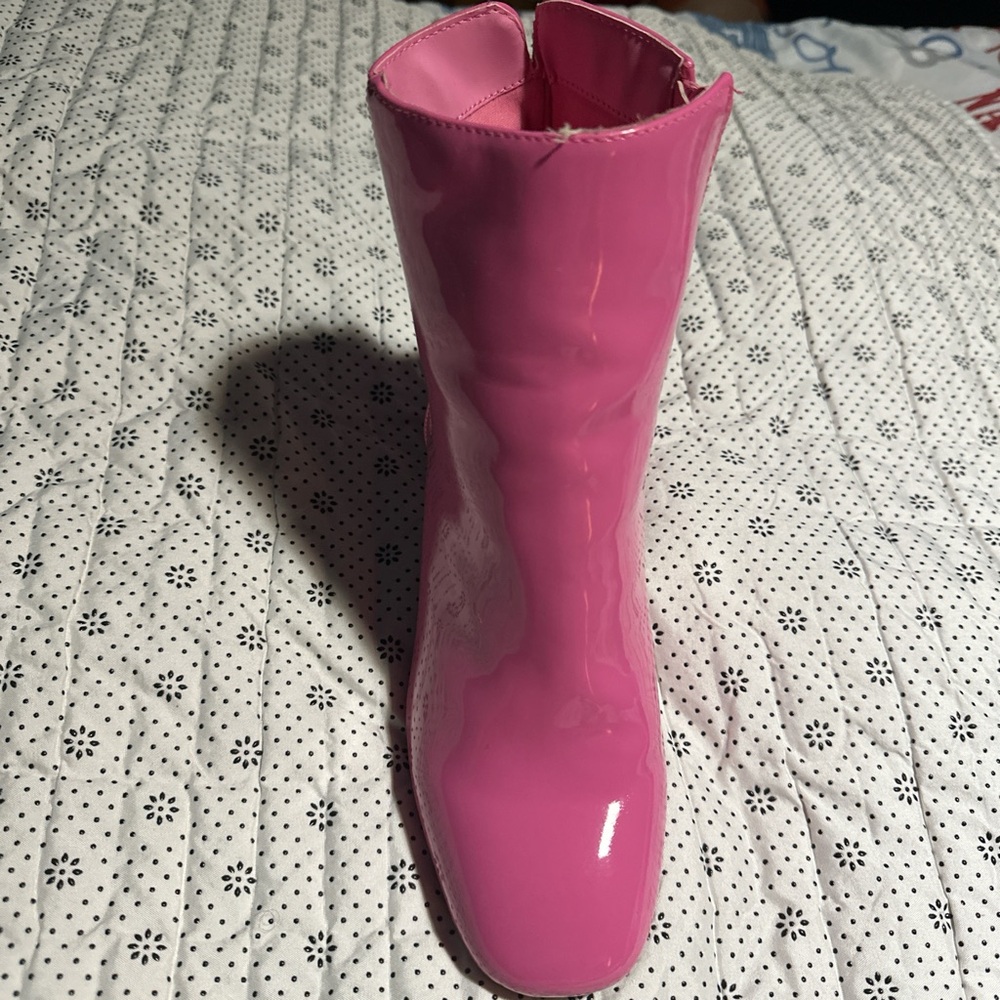 Glossy Pink Patent Leather Boot